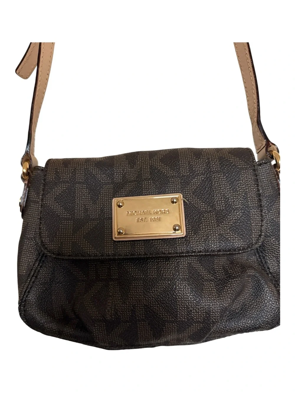 Michael Kors Jet Set Small Flap monogram crossbody, gold  hardware
